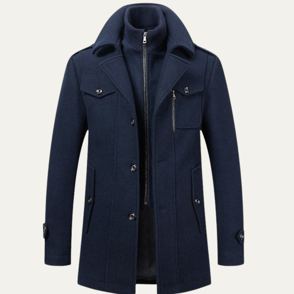 Waterproof Men's Classic Long Trench Coat with Collar