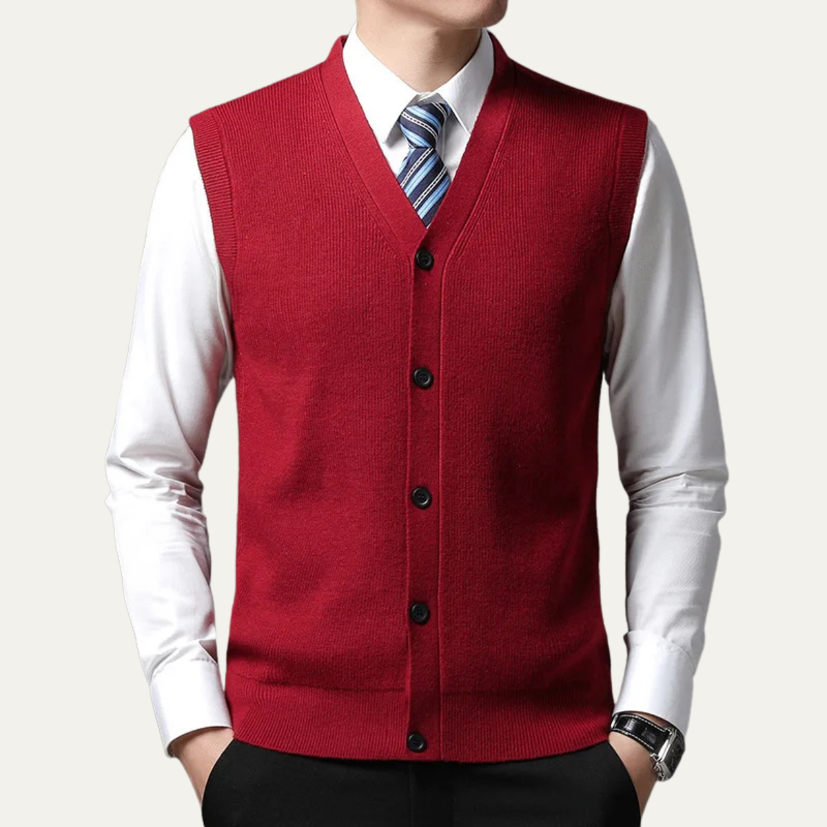 Classic Men's Knit Button Vest Sweater