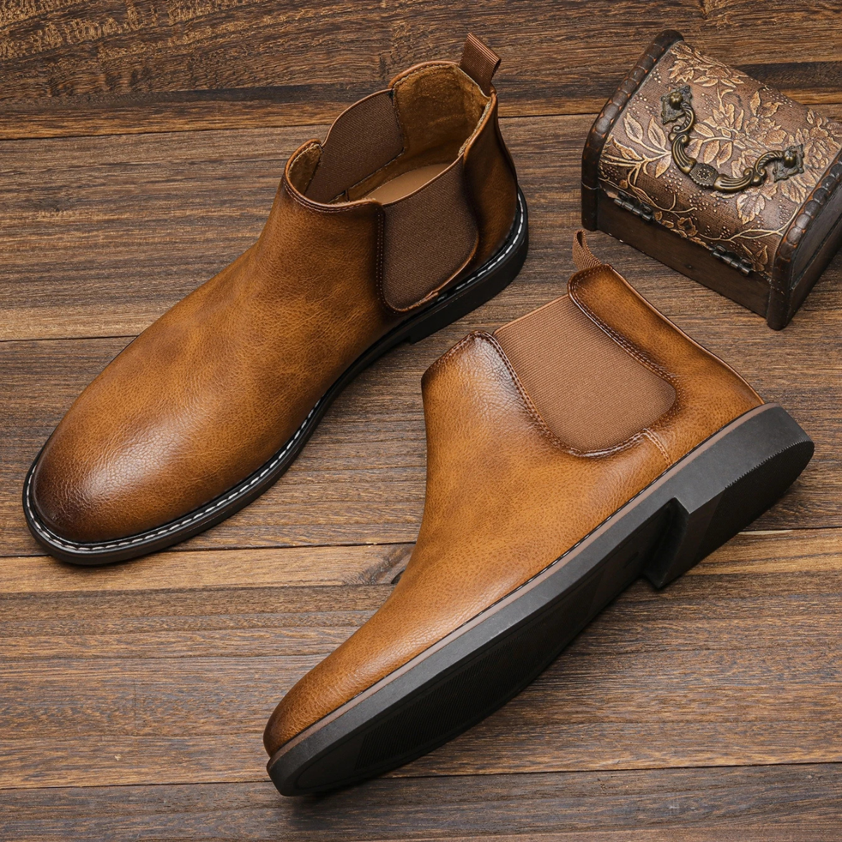 Comfortable Mens Genuine Leather Chelsea Boots