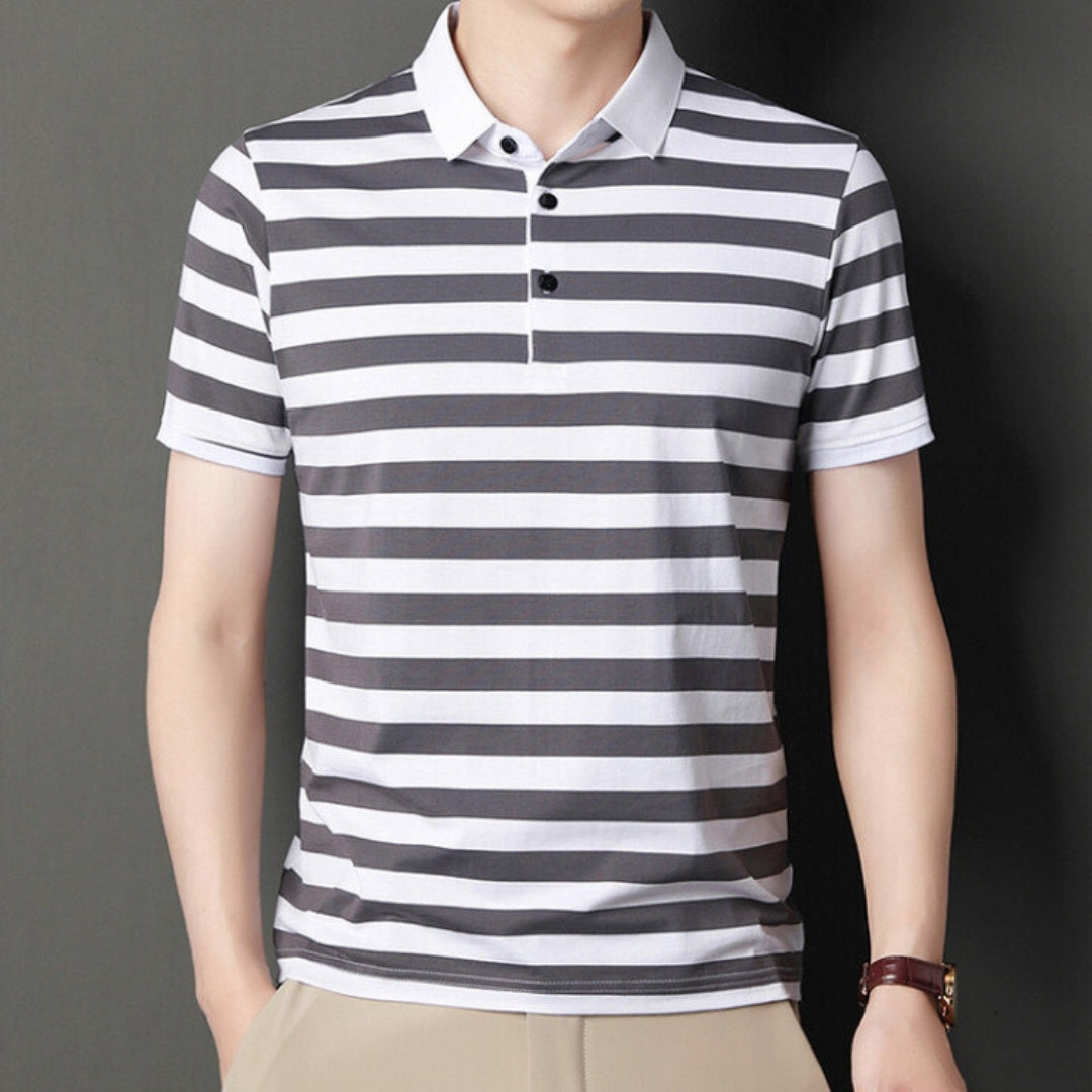 Men's Slim Fit Short Sleeve Striped Polo Shirt