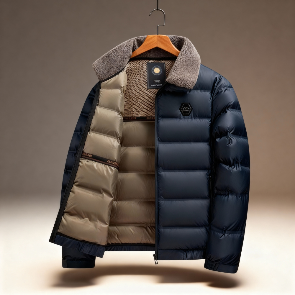 Warm Quilted Puffer Coat with Fleece Collar