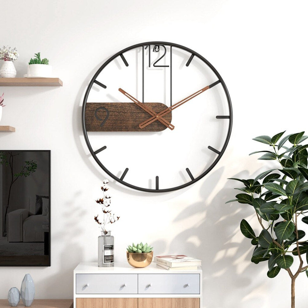 Contemporary Metal and Wood Wall Clock