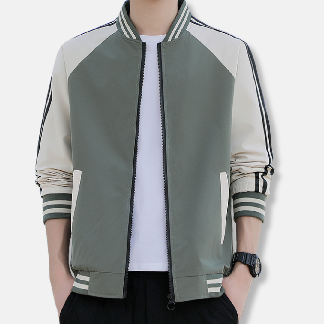 Casual Mens Bomber Jacket Lightweight Ribbed Trim
