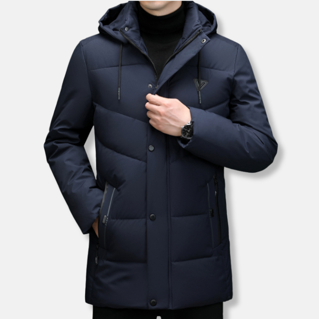 Waterproof Quilted Men's Parka Jacket with Hood