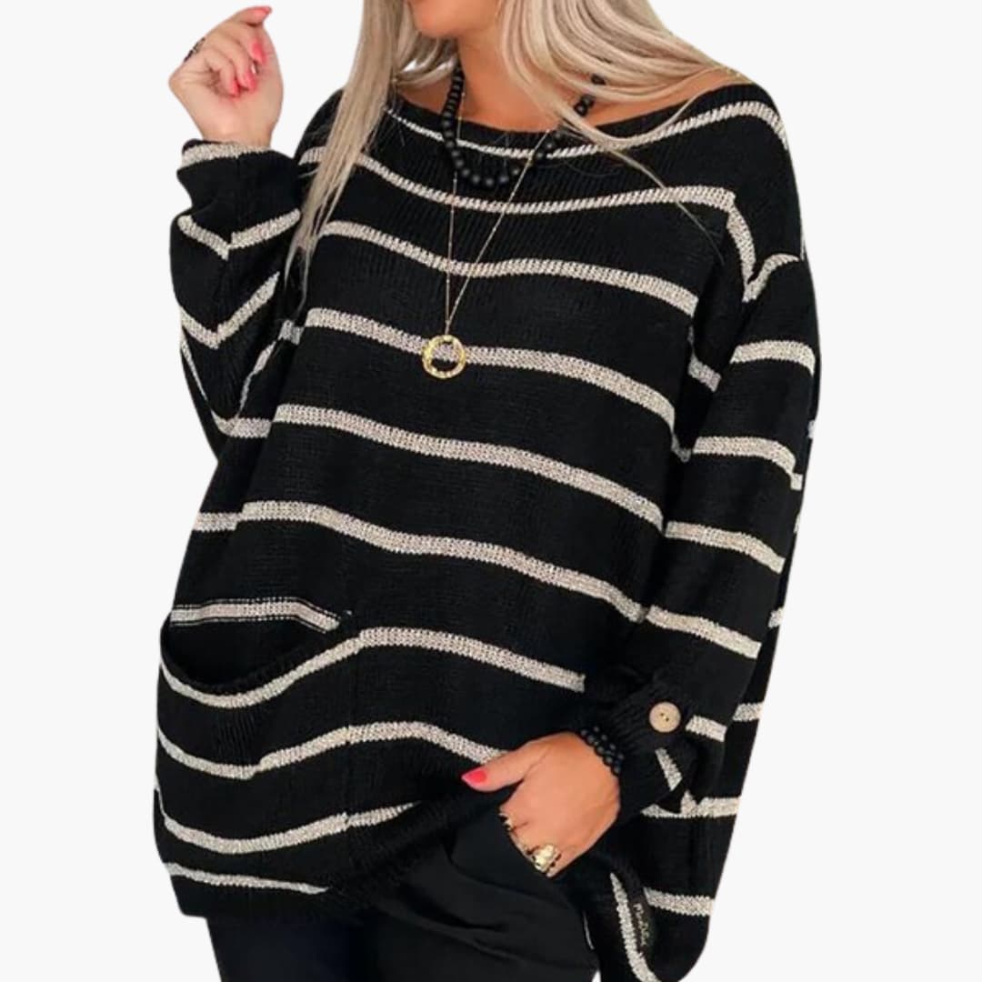 Ladies' Crew Neck Sweater with Front Pouch