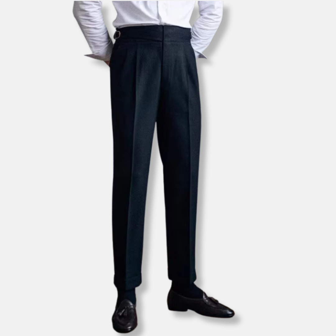 Classic Fit High Waisted Wool Trousers
