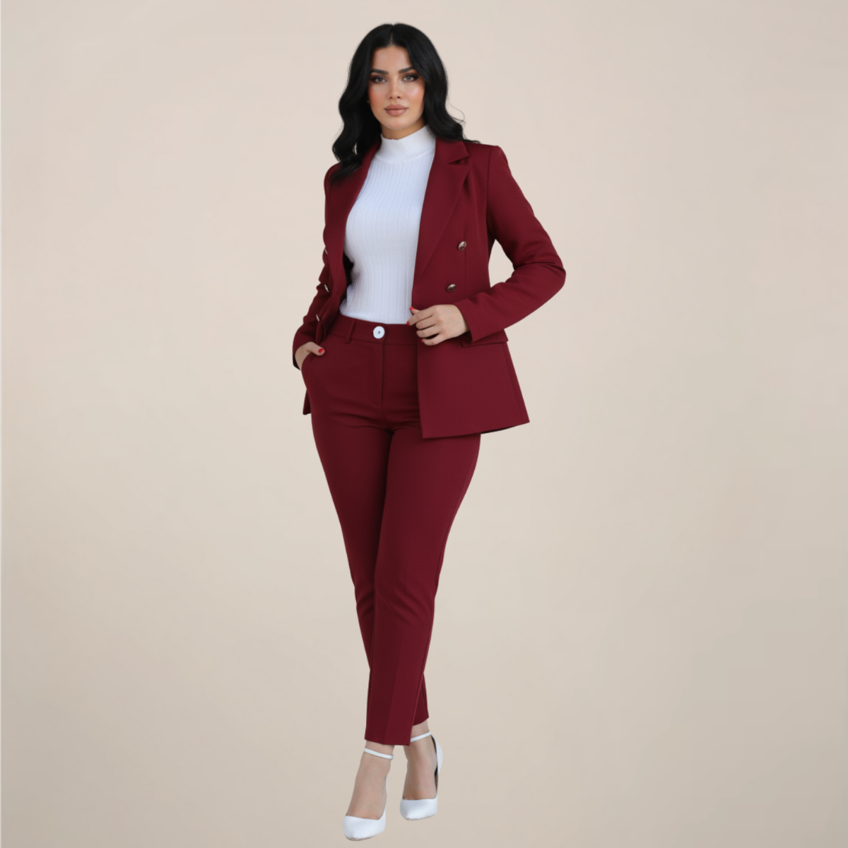 Stylish Women's Suit Jacket and Trousers Set
