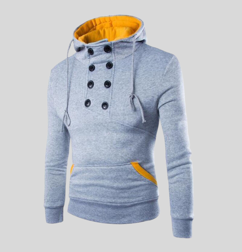 Men's Slim Fit Hooded Sweatshirt with Double Pockets