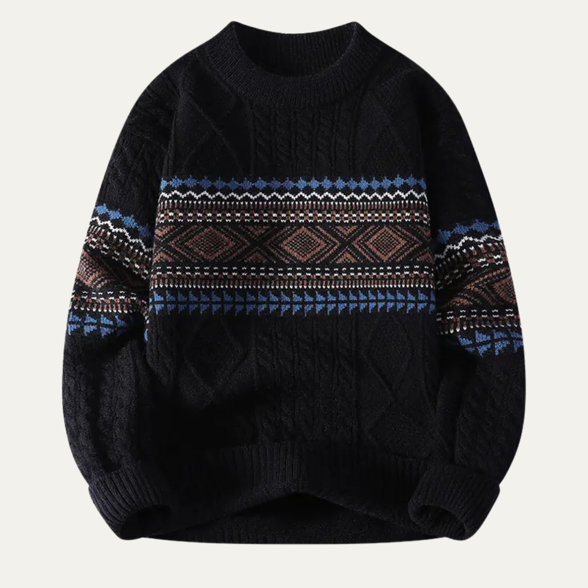 Cozy Mens Cable Knit Nordic Sweater