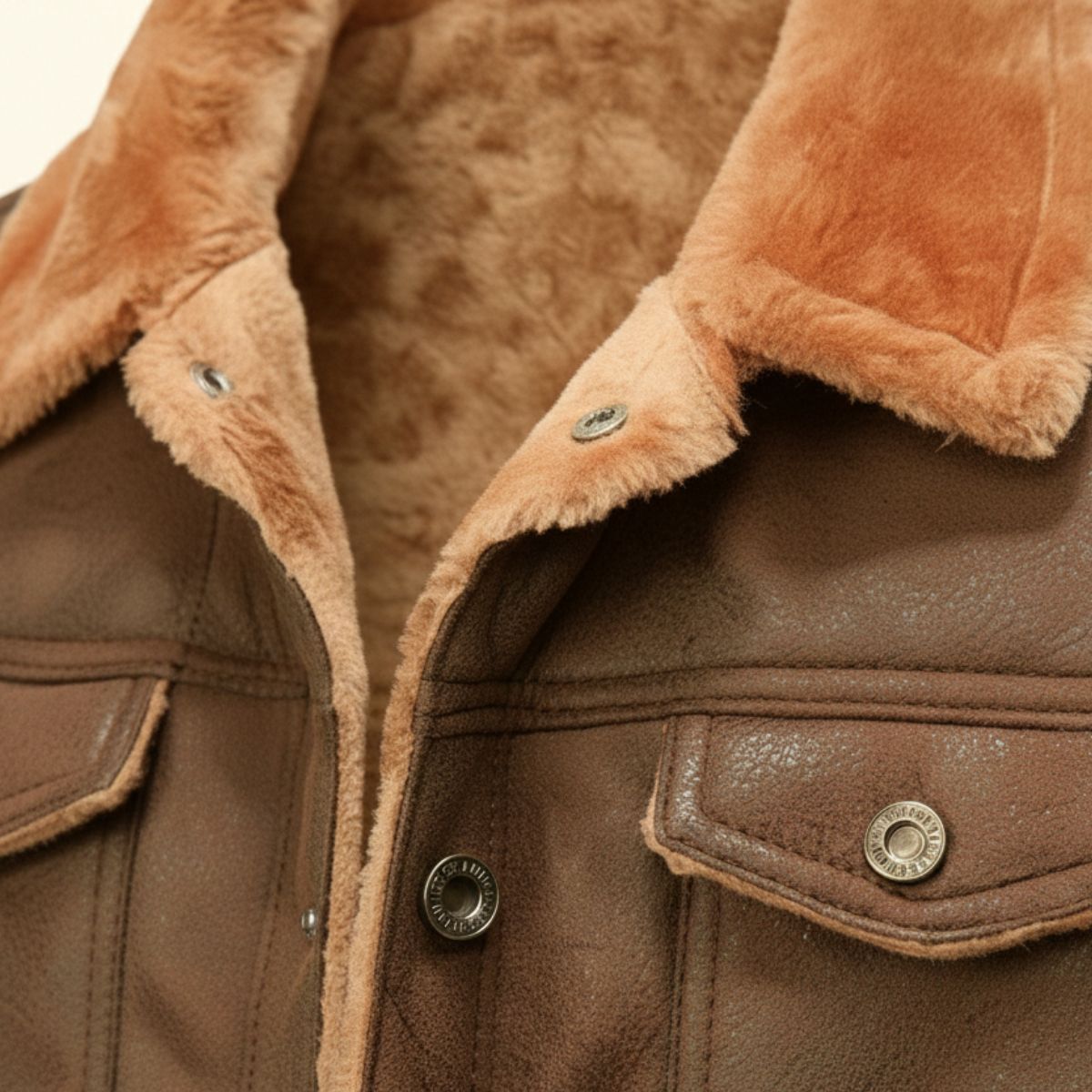 Classic Men's Faux Shearling Leather Coat