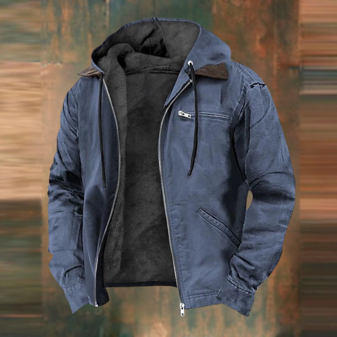 Tough Men's Hooded Leather Bomber Jacket