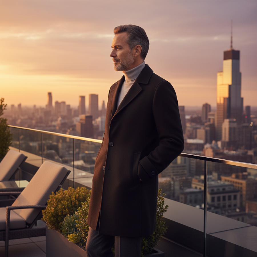 Classic Fit Mens Wool Trench Coat