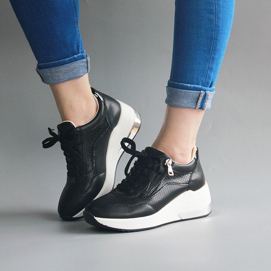Ladies Fashion Sneakers with Wedge Heel and Comfort Insole