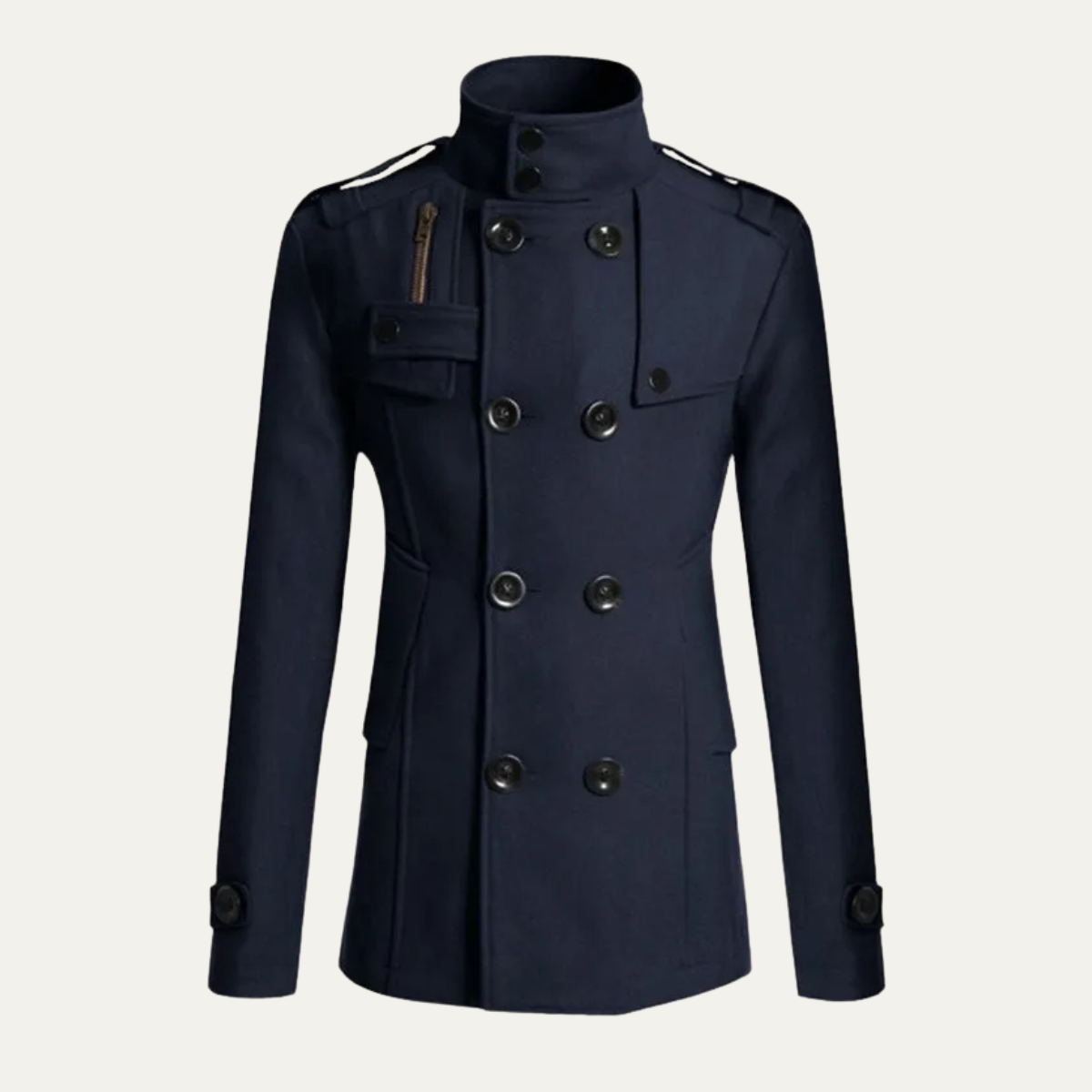 Classic Men's Double Breasted Wool Trench Coat