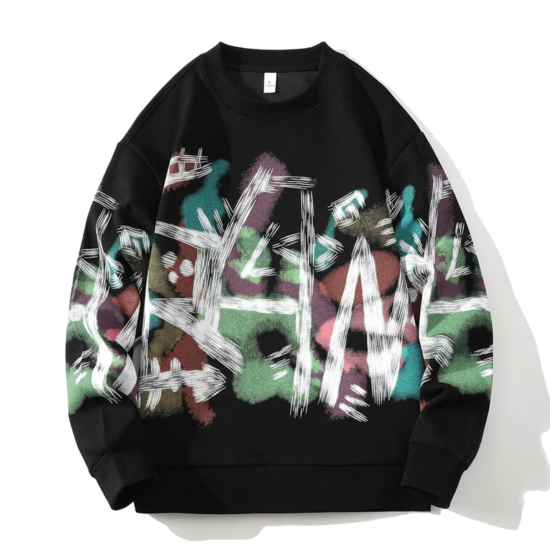 Large Graphic Crew Neck Sweatshirt for Men