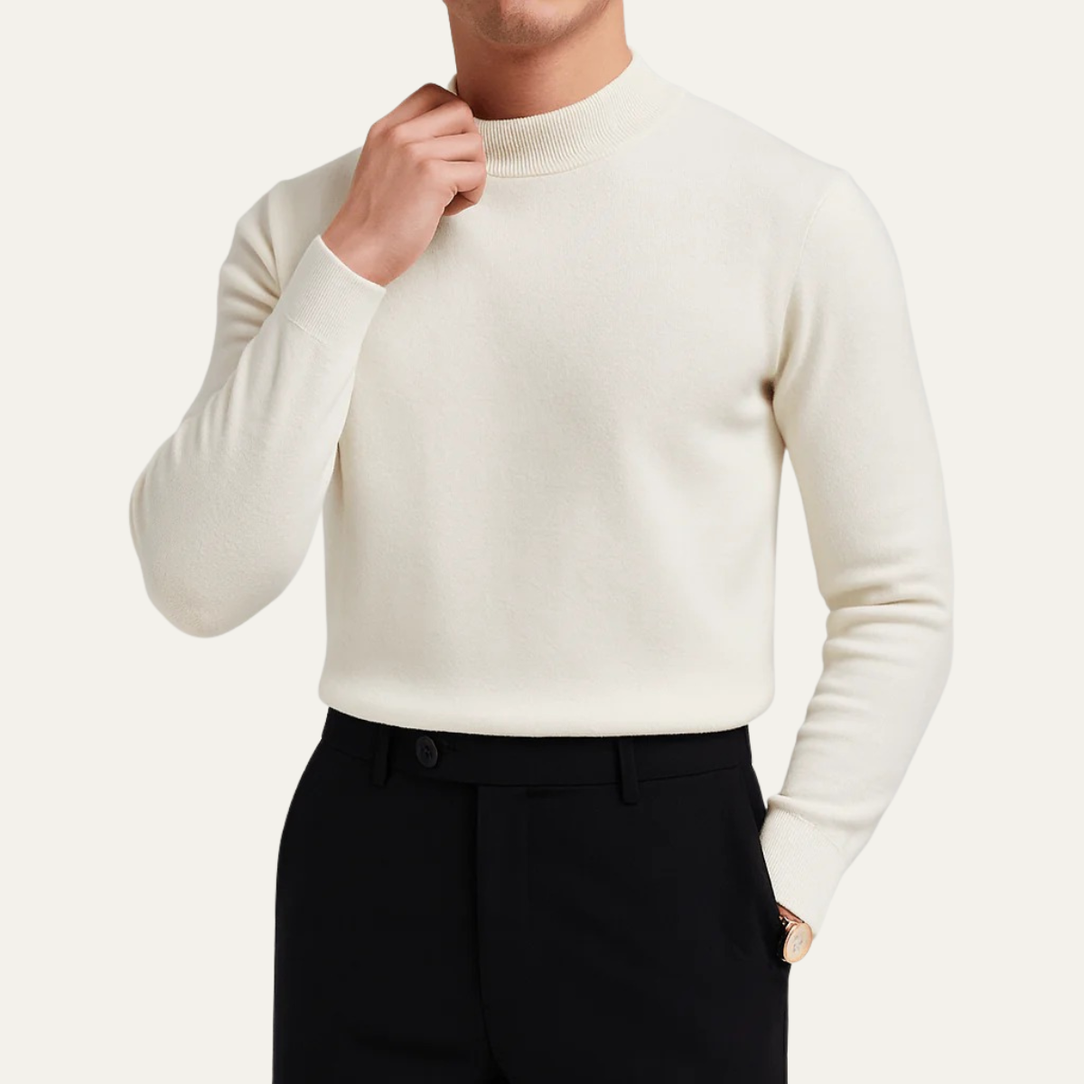 Men's Fitted Knitted Crew Neck Jumper Sweater