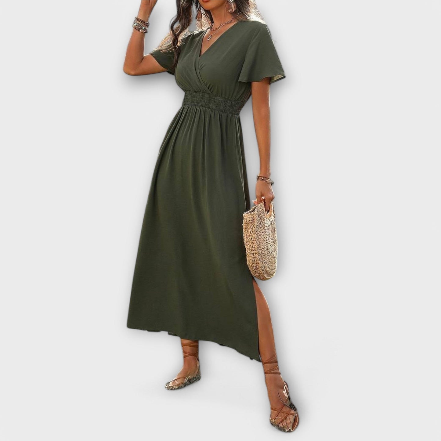 Chic Floral V-Neck Maxi Dress for Women