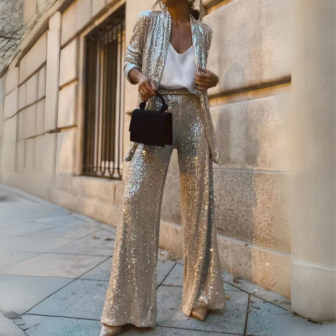 Shiny Sweater Chic Party Wear