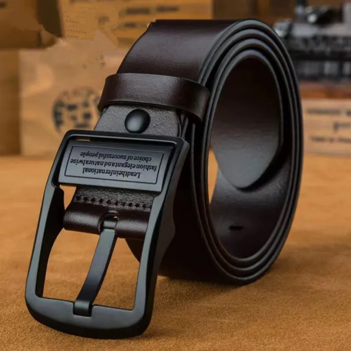 Genuine Leather Men's Classic Pin Buckle Belt