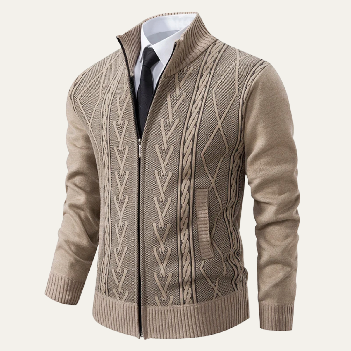 Warm Men's Knitted Zipper Nordic Sweater