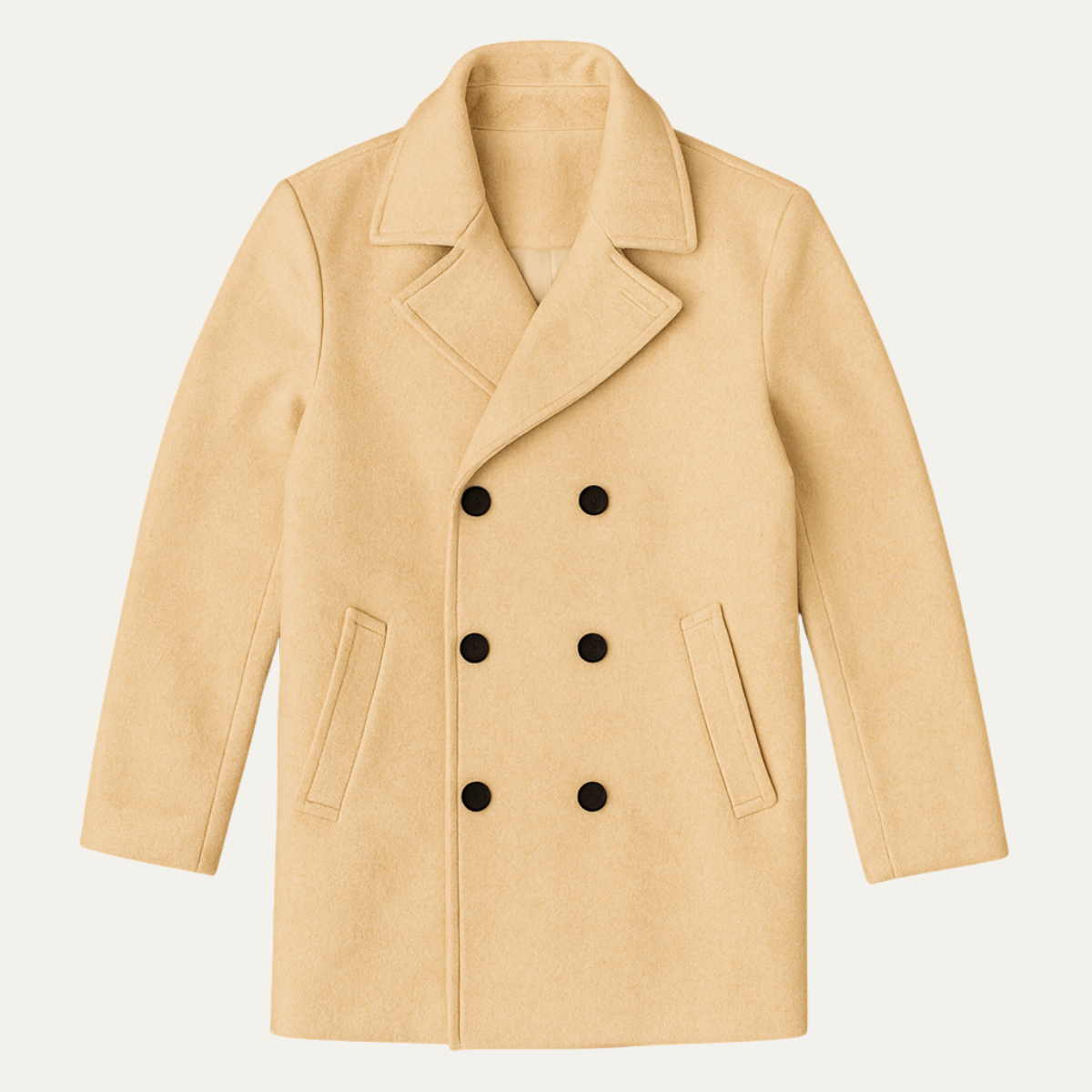 Classic Men's Khaki Wool Coat - Nocini