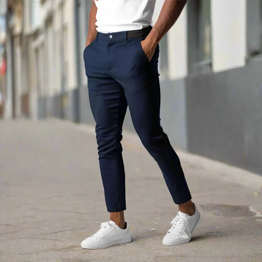 Slim Fit Men's Flat Front Trousers