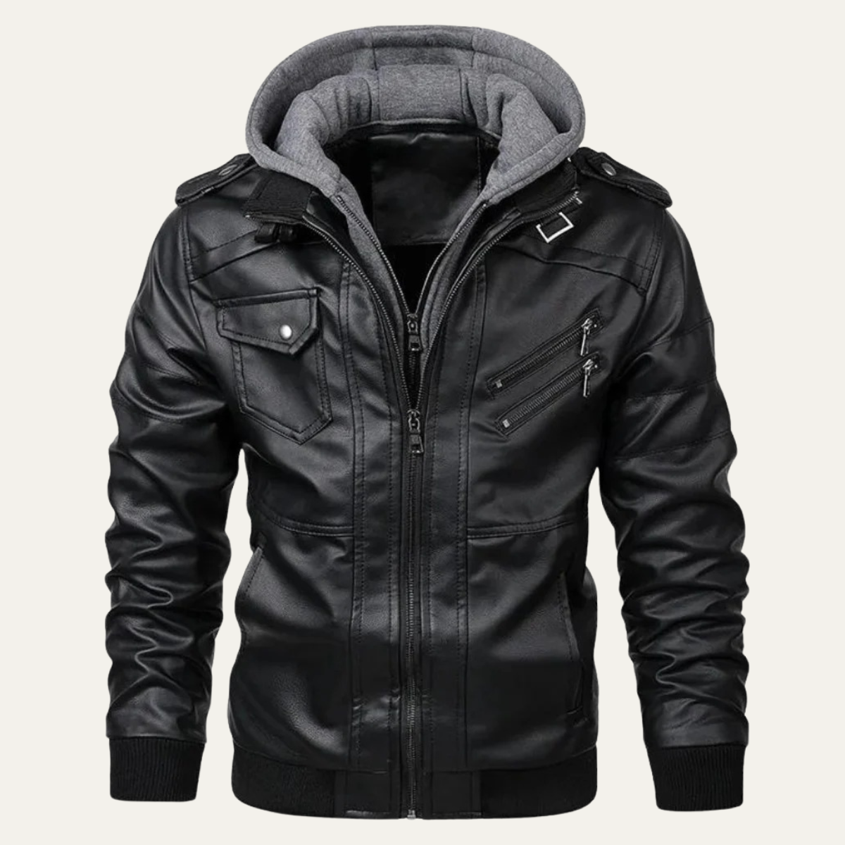 Classic Mens Black Leather Biker Jacket