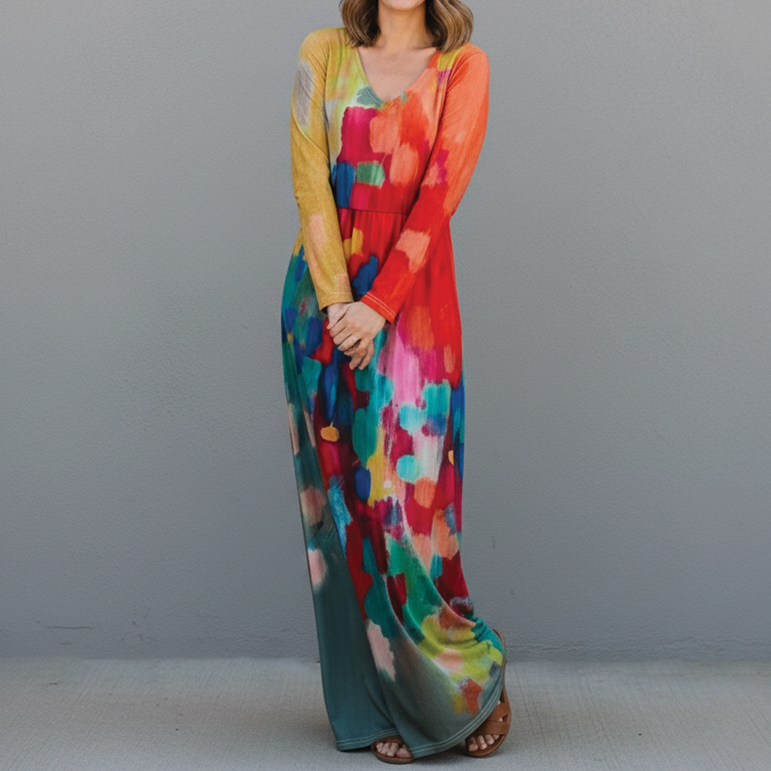 Women's Casual V Neck Knee Length Dress