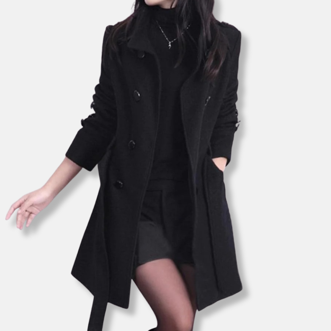 Ladies Classic Double Breasted Wool Trench Coat