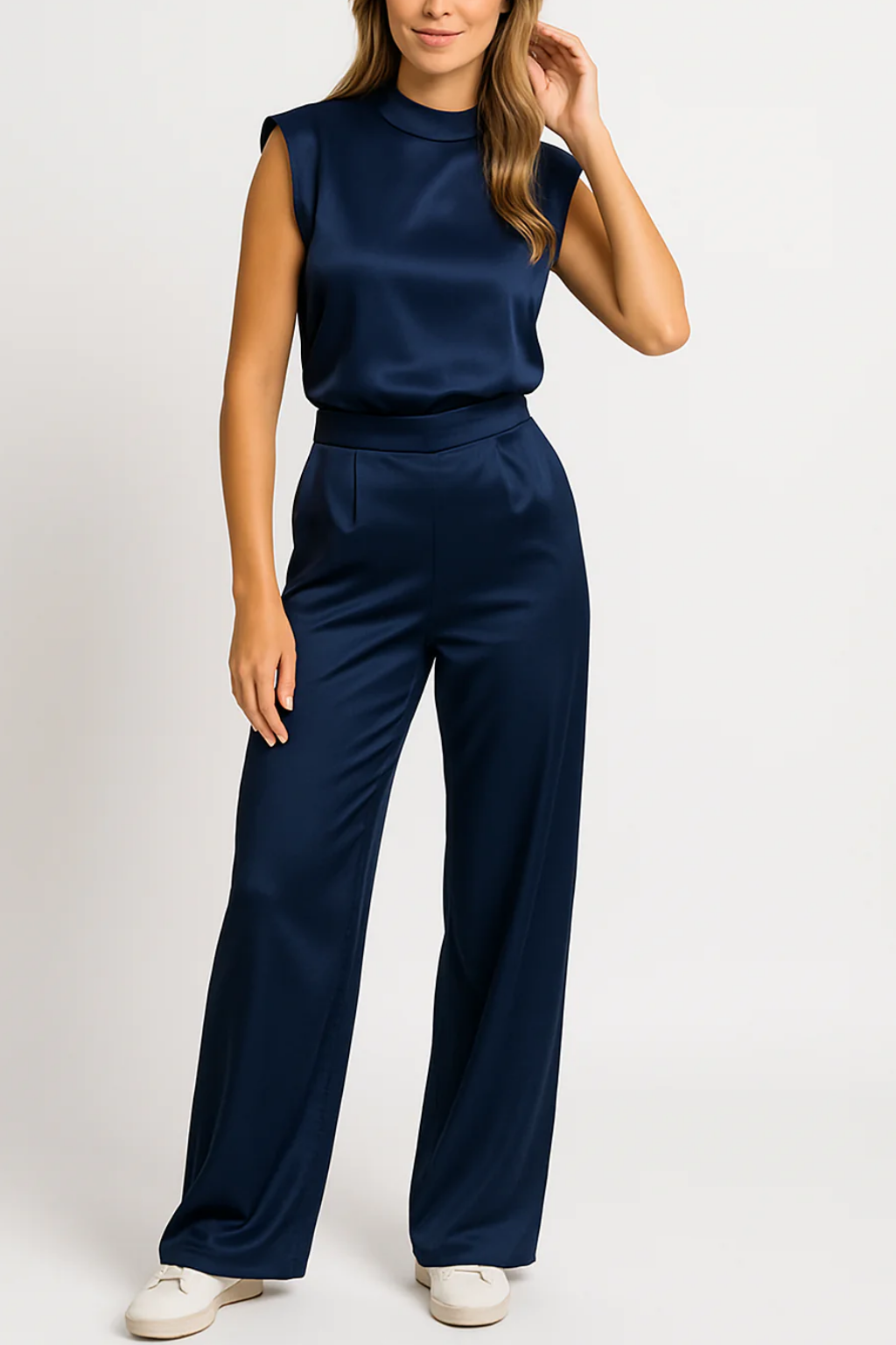 Elegant High Neck Flowy Jumpsuit for Women
