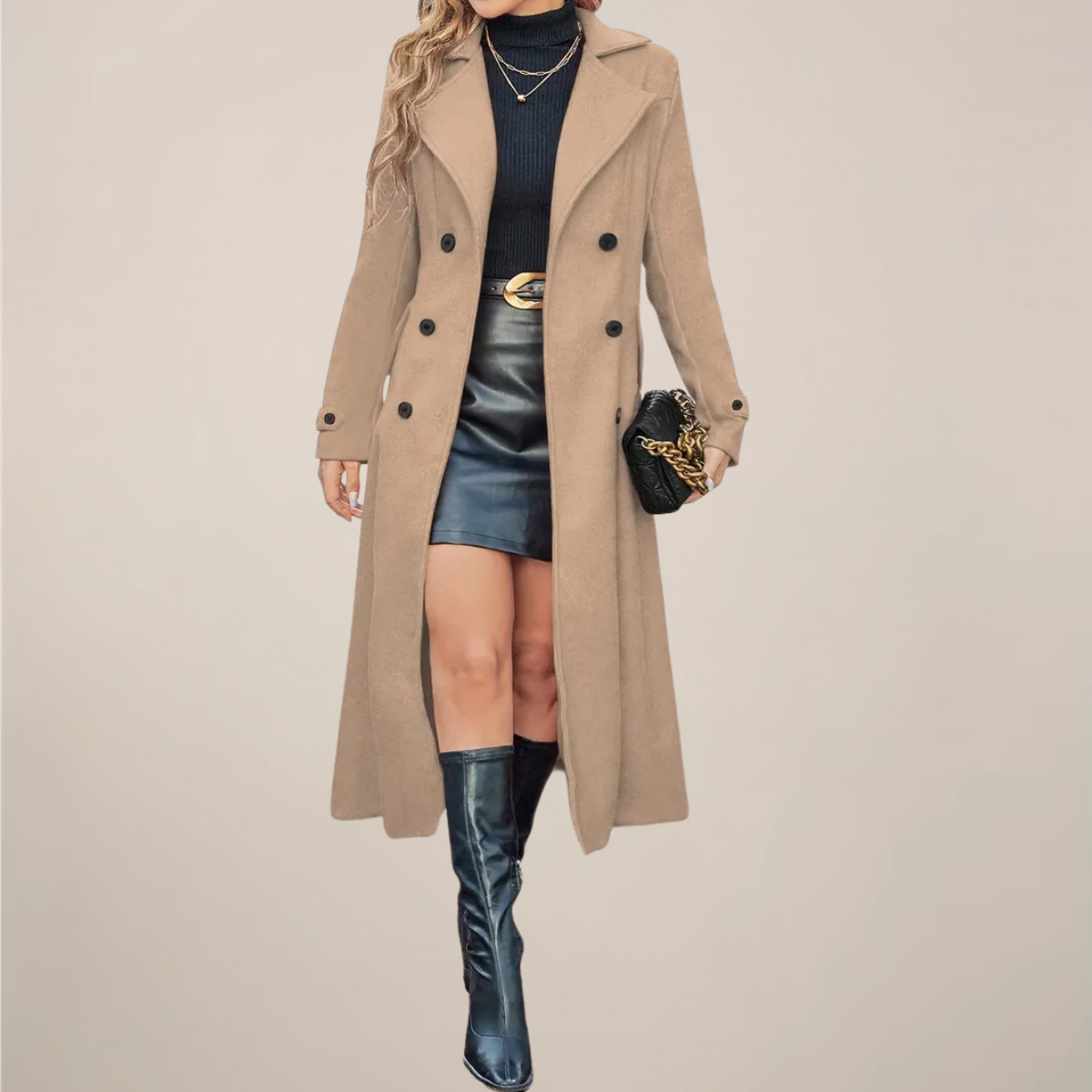 Classic Women's Long Coat - Warm Winter Overcoat Design