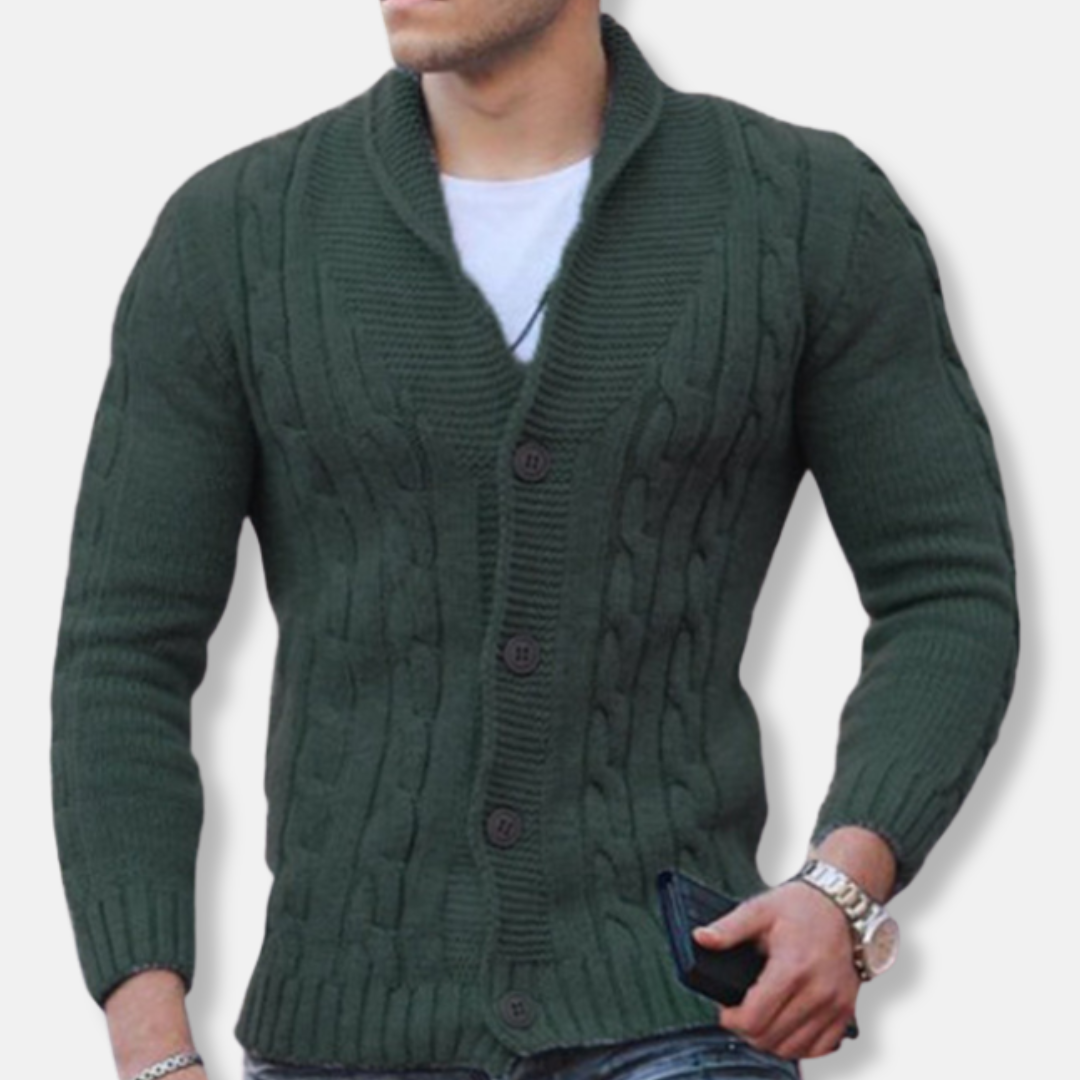 Cozy Men's Crew Neck Long Sleeve Cardigan Sweater