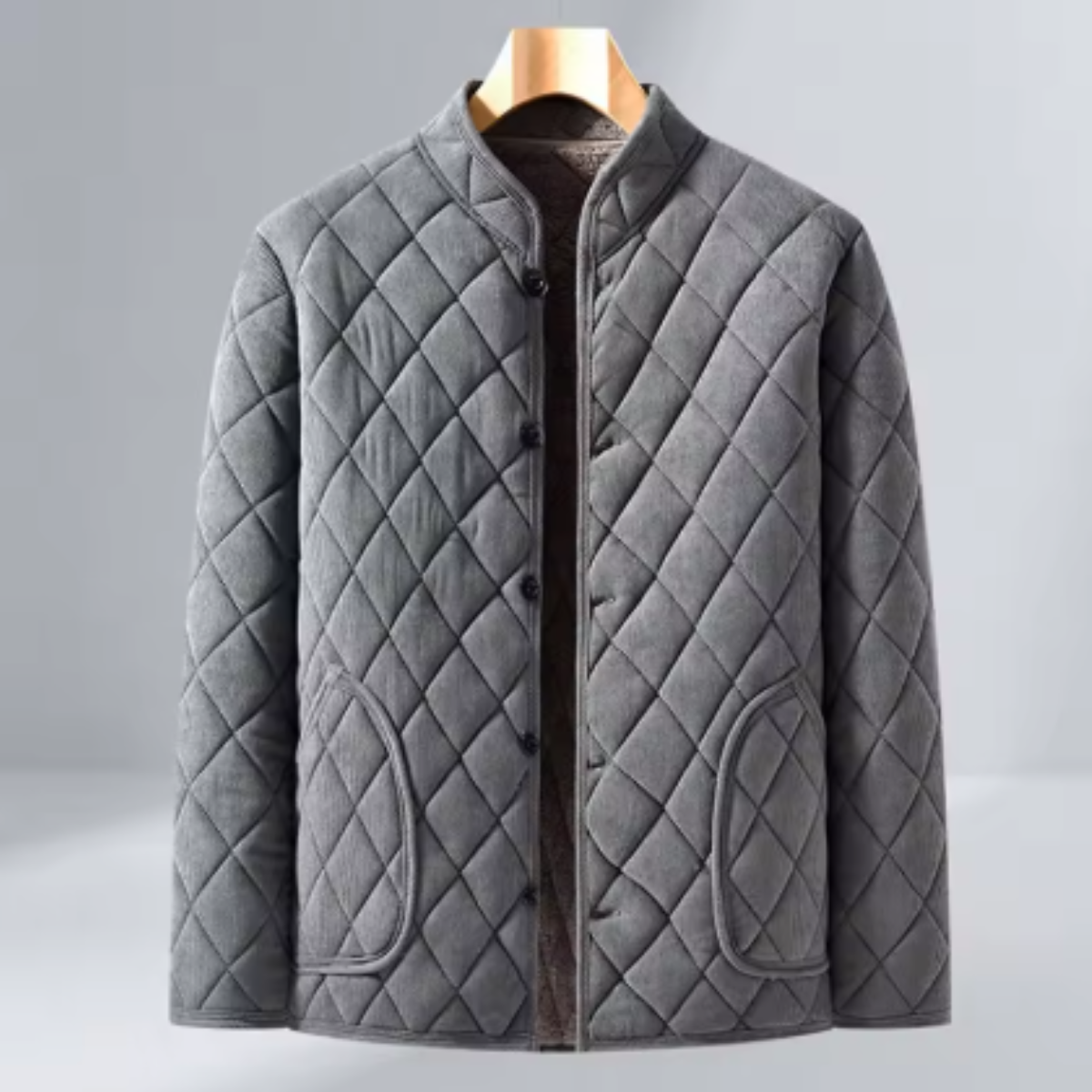 Warm Padded Mens Quilted Winter Coat with Fleece Inside