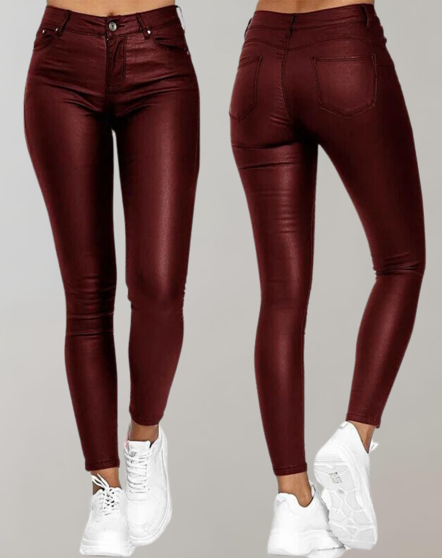 Stylish Faux Leather High Waist Women's Trousers