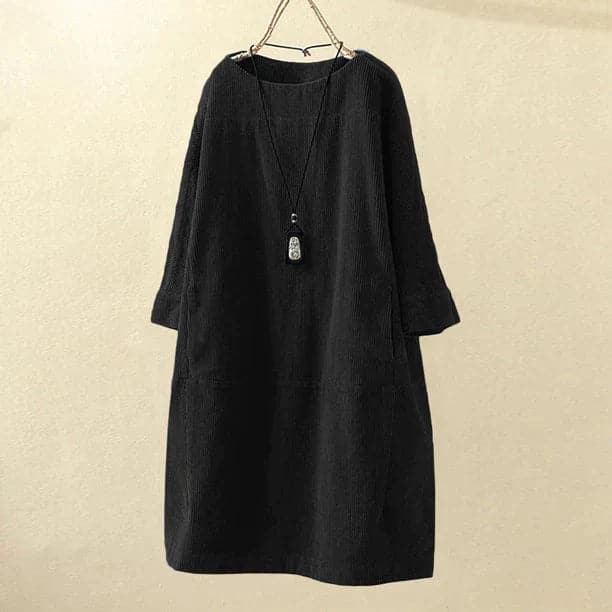 Relaxed Fit Corduroy Dress with Soft Sleeves