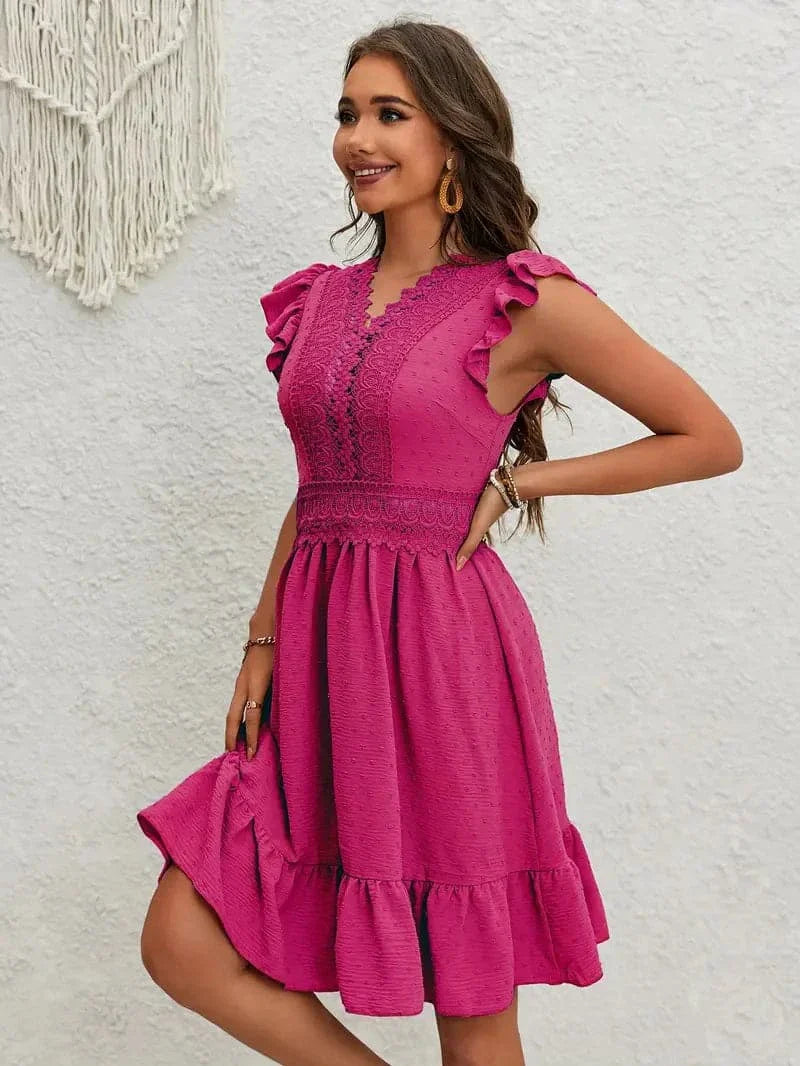Chic V-Neck A-Line Dress for Women