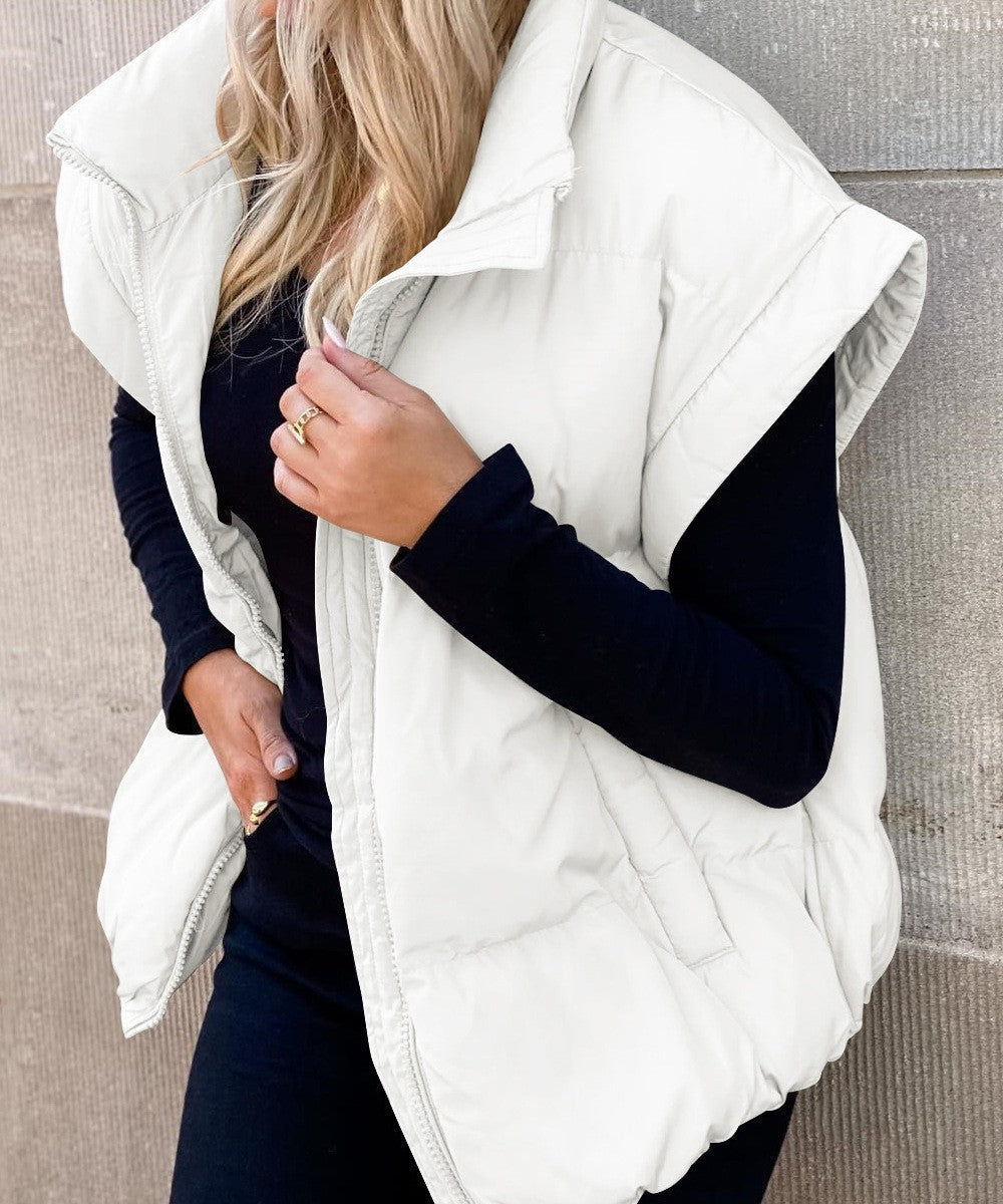 Women's Quilted Padded Vest Zip Up Relaxed Fit