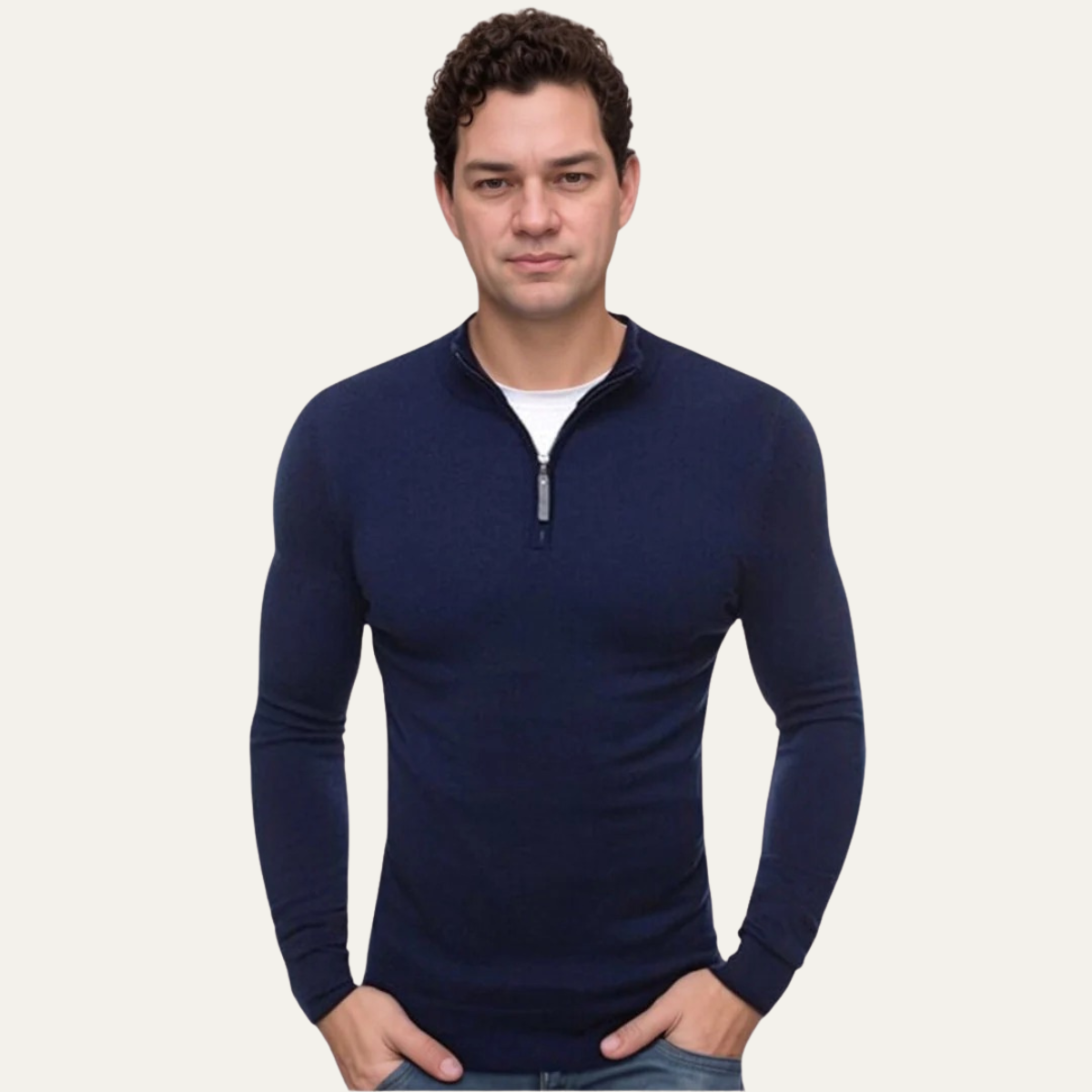 Men's Slim Fit Quarter Zip Casual Pullover Sweater