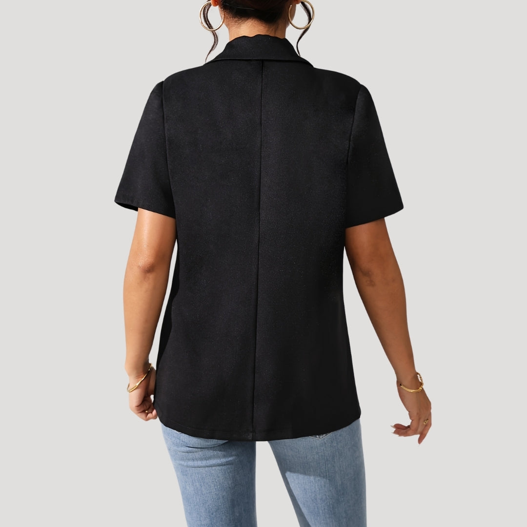 Classic Fit Black Women's Short Sleeve Blazer