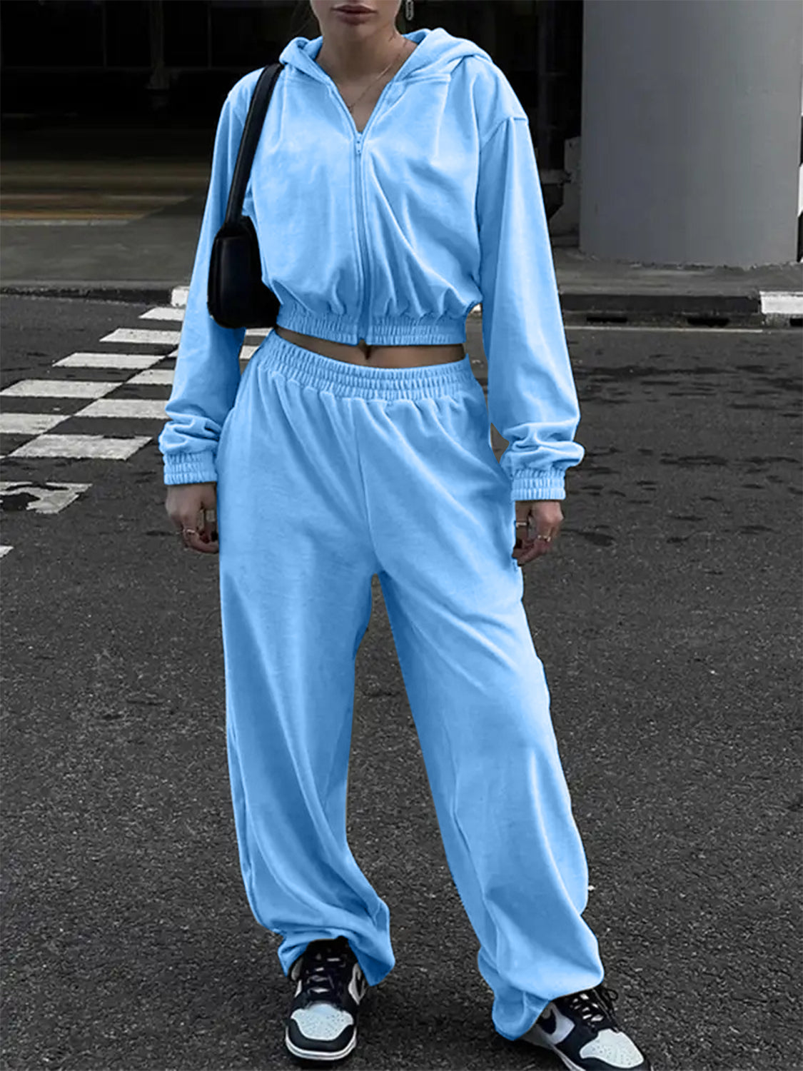 Ladies Comfortable Zip Hoodie Jogger Set