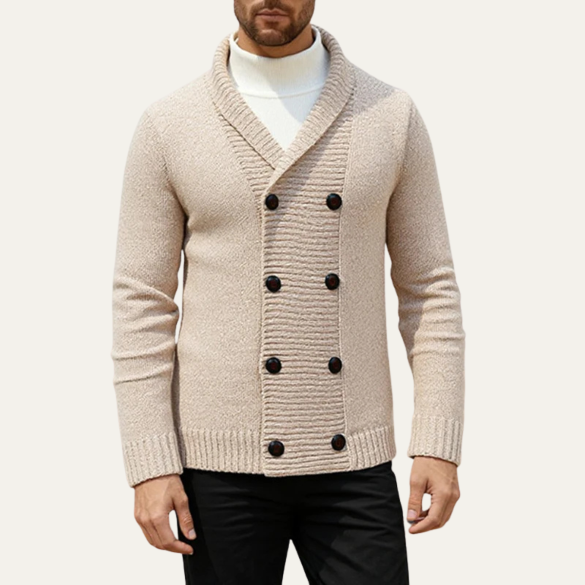 Classic Men's Simple Crew Neck Knit Cardigan