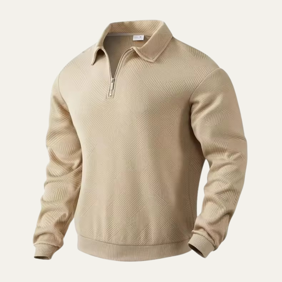 Men's Thick Cable Knit Quarter Zip Sweater with Collar