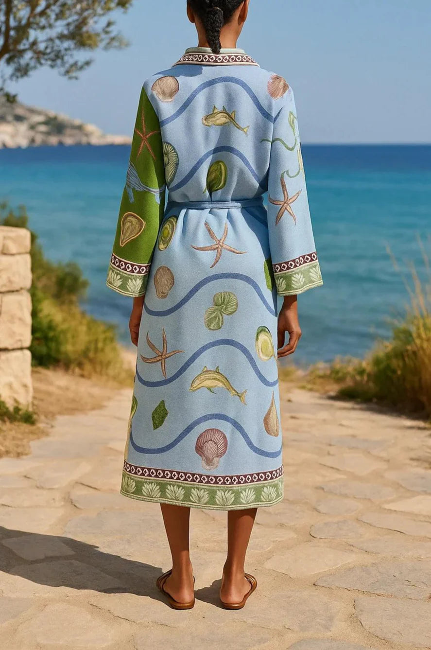 Casual Printed Waist Shirt Dress