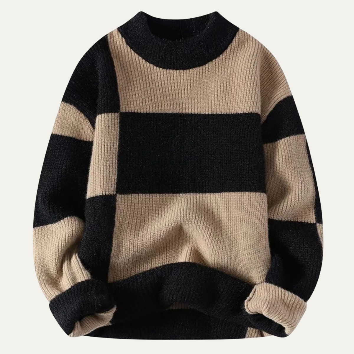 Relaxed Fit Men's Striped Crew Neck Sweater