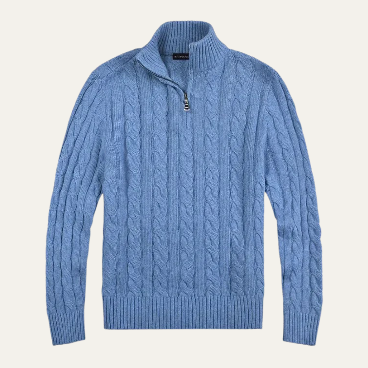 Warm Men's Cable Knit Quarter Zip Jumper Sweater