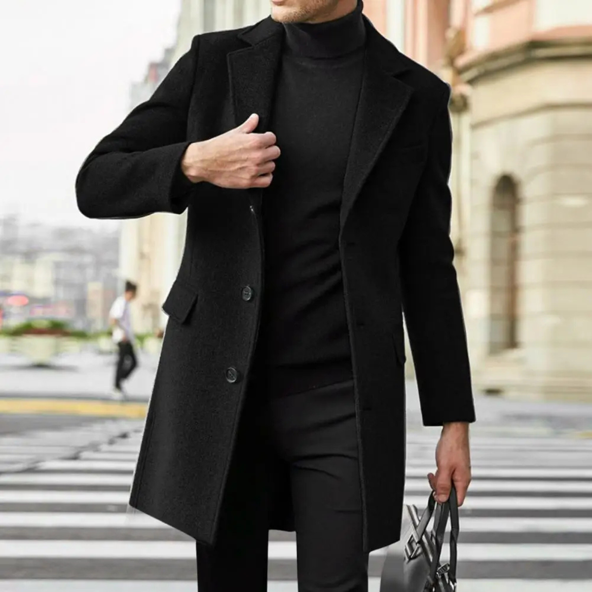 Classic Men's Wool Mix Winter Coat