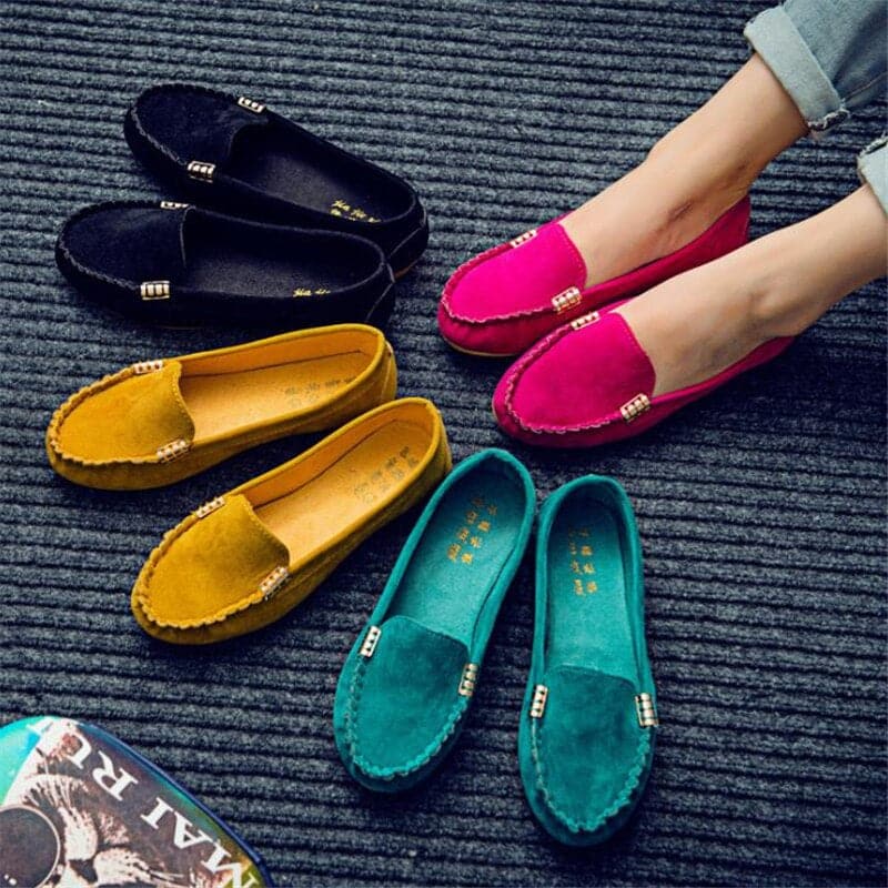 Women's Slip On Flat Shoes Blue Denim Comfort Loafers