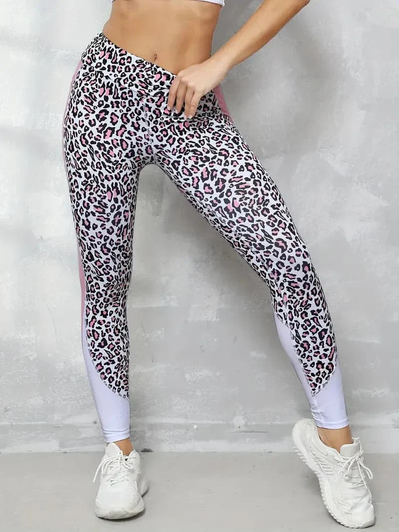 Soft High Waist Leopard Print Yoga Leggings - Nocini