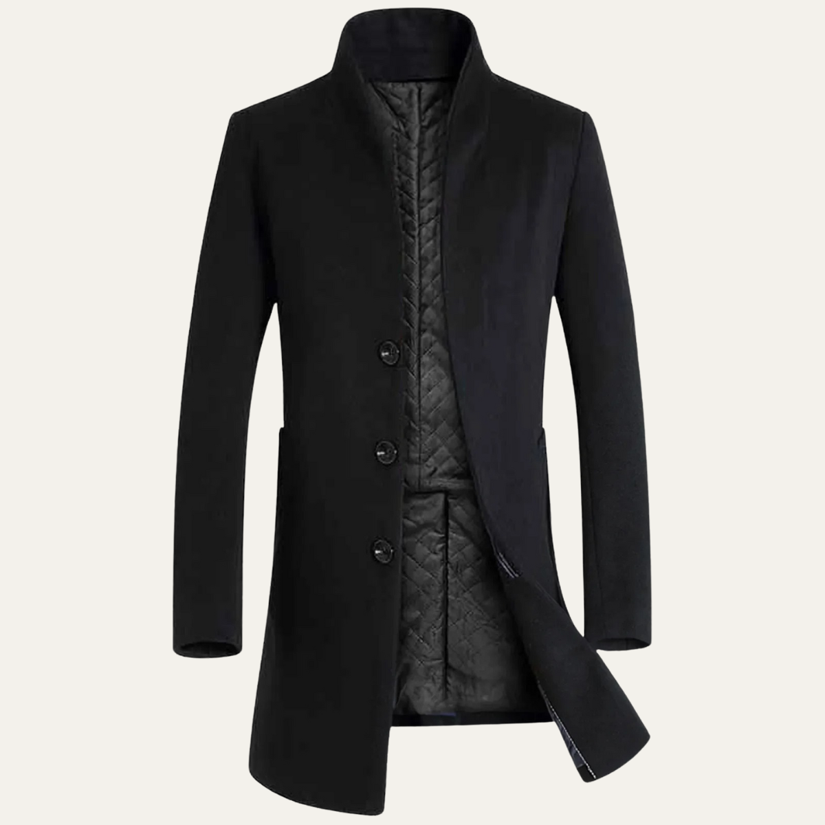 Classic Men's Wool Trench Coat with Collar