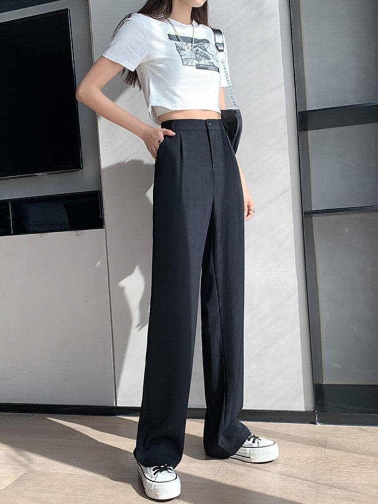 Classic High Waisted Wide Leg Pants for Women